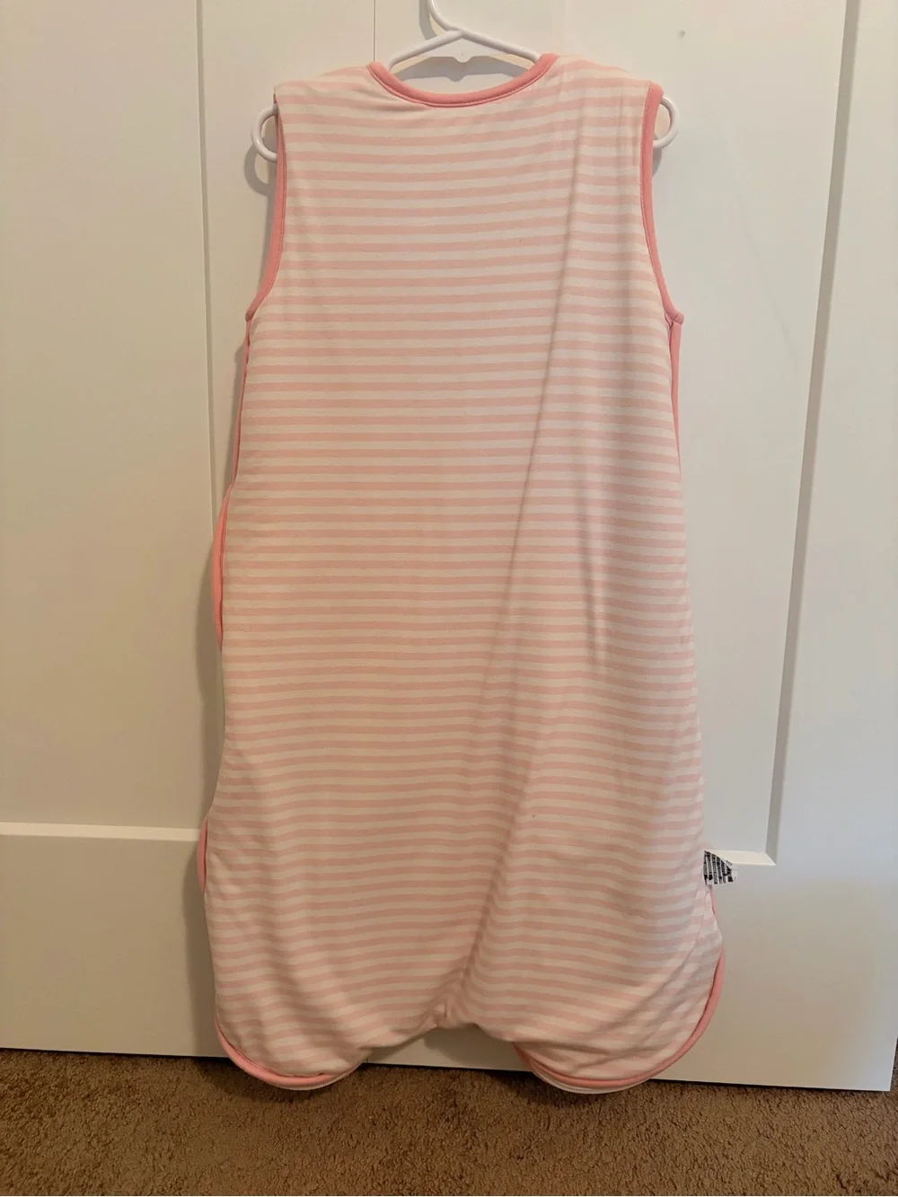 Copper pearl pink and white striped sleep bag, Medium